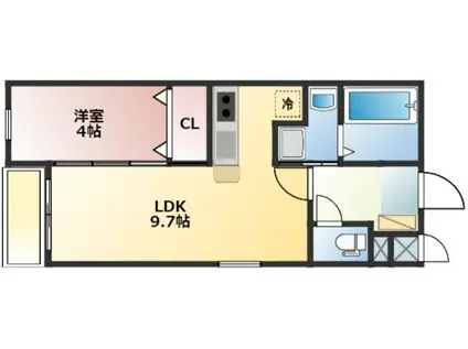 メテオール久留米本町(1LDK/5階)の間取り写真