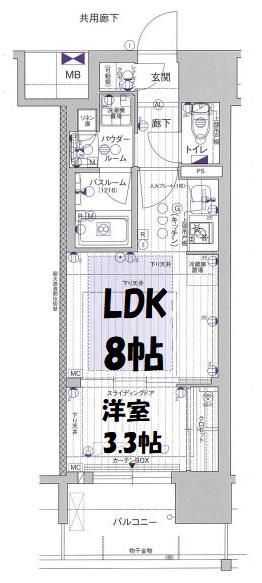 プレサンスレイズ 泉 高岳駅前(1LDK/6階)の間取り写真