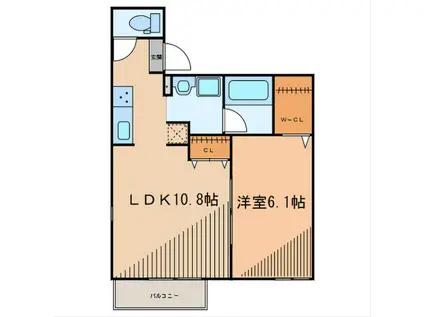 スクエアコート(1LDK/1階)の間取り写真