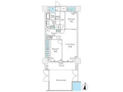 フロンティアレジデンス錦糸公園(2LDK/1階)の間取り写真