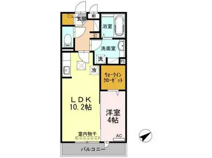 コリーヌ・MONT(1LDK/1階)の間取り写真