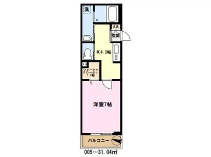 ファリーナ戸田公園(1K/3階)の間取り写真