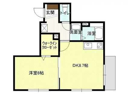 ラフィーネSORA(1DK/1階)の間取り写真