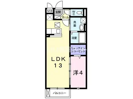 ボヌールエイメイ(1LDK/2階)の間取り写真