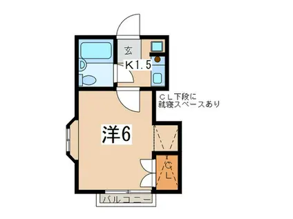 Eコート(1K/2階)の間取り写真