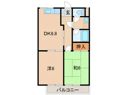 ソレアード赤坂(2DK/2階)の間取り写真