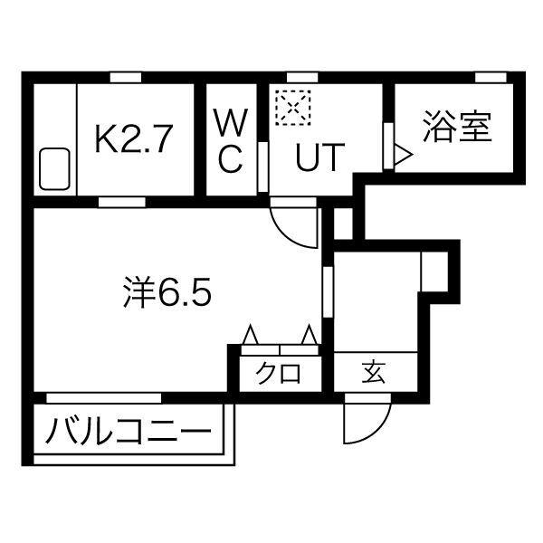 グレイスコートIII(1K/1階)の間取り写真