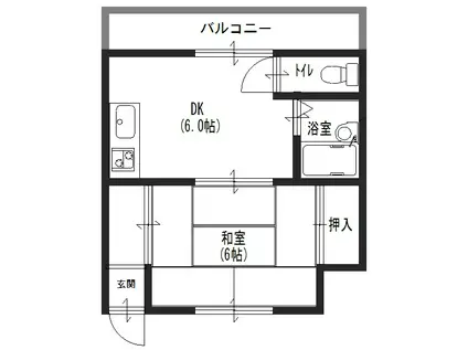 ながすダンダンハウス(1DK/6階)の間取り写真