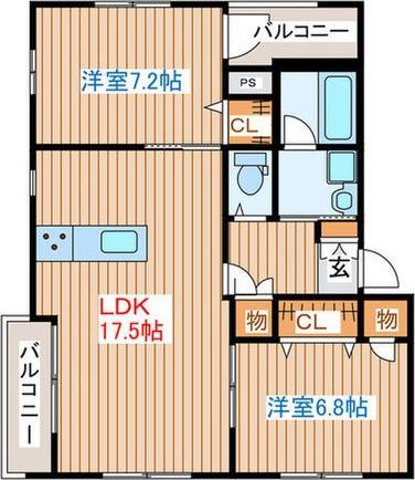 THE ROOM(2LDK/1階)の間取り写真