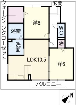 アクシス・プレイス(2LDK/1階)の間取り写真