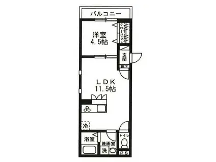 マスターグレイス(1LDK/1階)の間取り写真