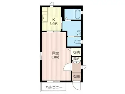 ラフィネ国立(1K/1階)の間取り写真