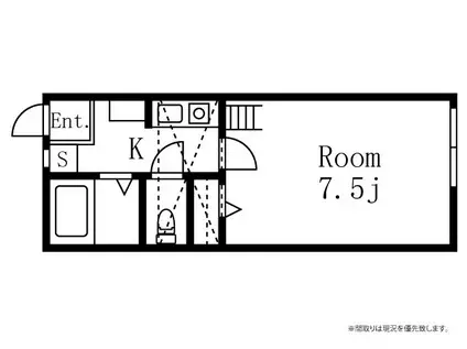 モルティ(1K/2階)の間取り写真