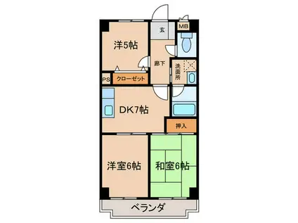 ジュネス壱番館(3DK/7階)の間取り写真