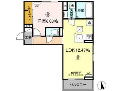 セジュールちさと V(1LDK/1階)の間取り写真