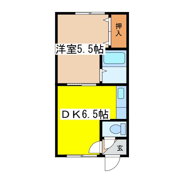 コーポミヤサカ(1DK/2階)の間取り写真