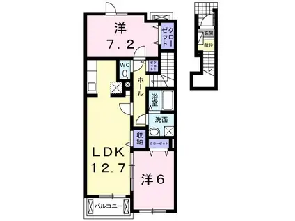 エテルノピアッツァB(2LDK/2階)の間取り写真