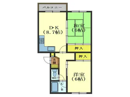 アメニティ駒場(2DK/4階)の間取り写真