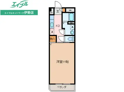 メゾンブローニュ10号棟(1K/3階)の間取り写真