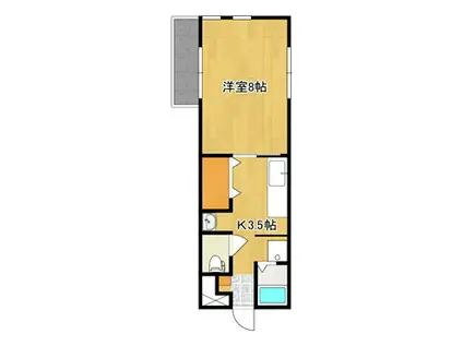 オーランド(1K/3階)の間取り写真