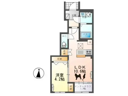 ＪＲ水郡線 上菅谷駅 徒歩14分 2階建 新築(1LDK/1階)の間取り写真