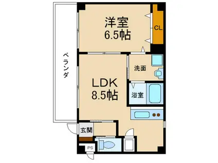 ＪＲ片町線 藤阪駅 徒歩12分 3階建 築17年(1LDK/2階)の間取り写真