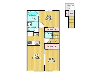 LE RIONB(2LDK/2階)の間取り写真