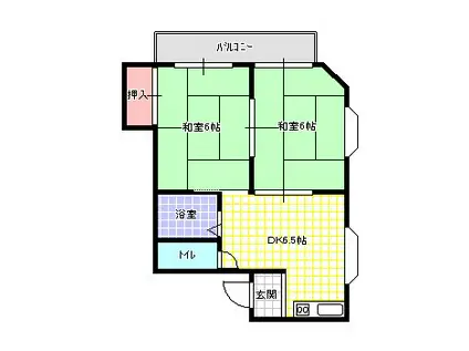 チェリーハイム石津I(2DK/2階)の間取り写真