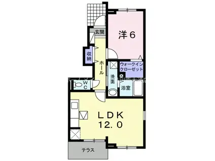 プリティ ピュア(1LDK/1階)の間取り写真