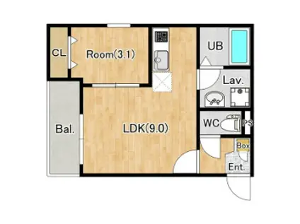 ジーメゾン八王子散田ピレン(1LDK/1階)の間取り写真