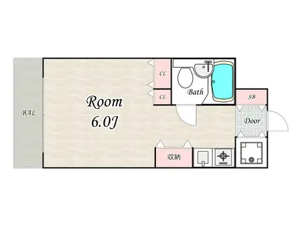 パシフィック南武庫之荘(1K/4階)の間取り写真