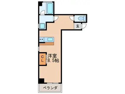 KSQUARE(ワンルーム/6階)の間取り写真