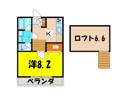 プラムハイツA(1K/2階)の間取り写真