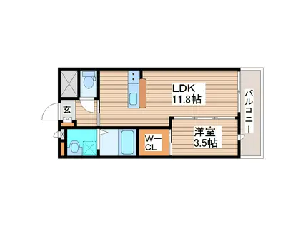 クレストI(1LDK/1階)の間取り写真