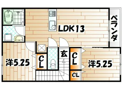 コッツウォルズ・マサ(2LDK/2階)の間取り写真