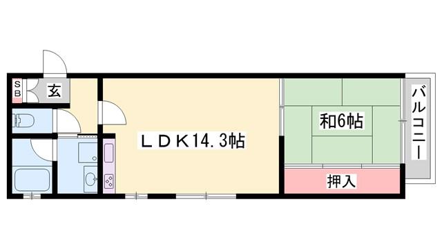 キャッスルコート辻井(1LDK/1階)の間取り写真