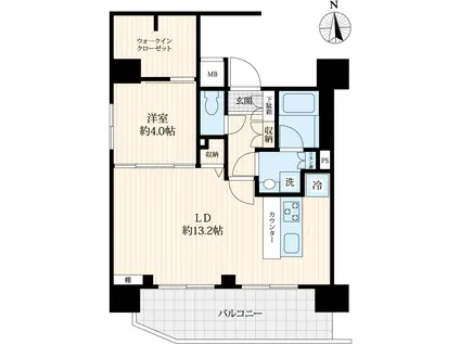 LOG御徒町(1LDK/10階)の間取り写真