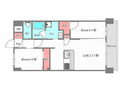 スプランディッド関目(2LDK/7階)の間取り写真