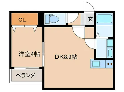 GRAND PALACE 六本松C(1LDK/1階)の間取り写真
