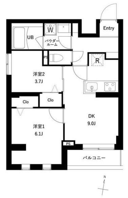 プレセダン千駄木(2DK/3階)の間取り写真