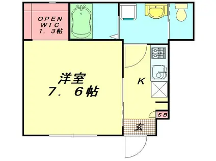 ホワイトベル上福岡B(1K/1階)の間取り写真