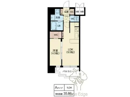 スプランティッド新大阪V(1LDK/9階)の間取り写真