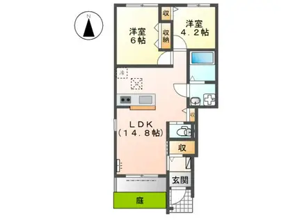 プレミア・パル(2LDK/1階)の間取り写真