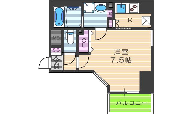 ジュネーゼグラン天満(1K/5階)の間取り写真