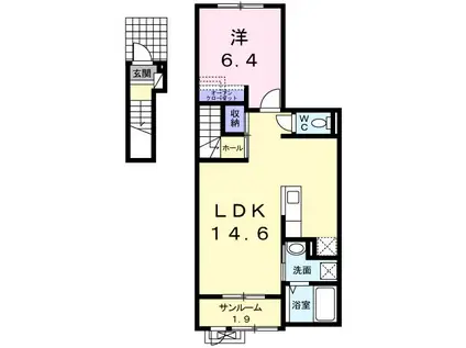 フォーピュア 浜谷(1LDK/2階)の間取り写真