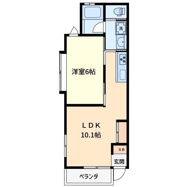 ベルコート千田(1LDK/1階)の間取り写真