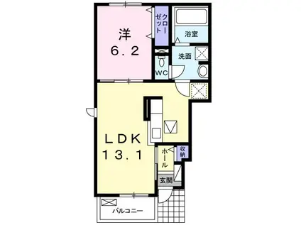 ソルマール 四季 A(1LDK/1階)の間取り写真