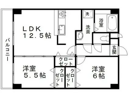 グランディール(2LDK/3階)の間取り写真