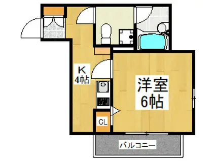 キャトルセゾン(1K/2階)の間取り写真