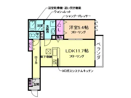 LE CIEL(1LDK/1階)の間取り写真
